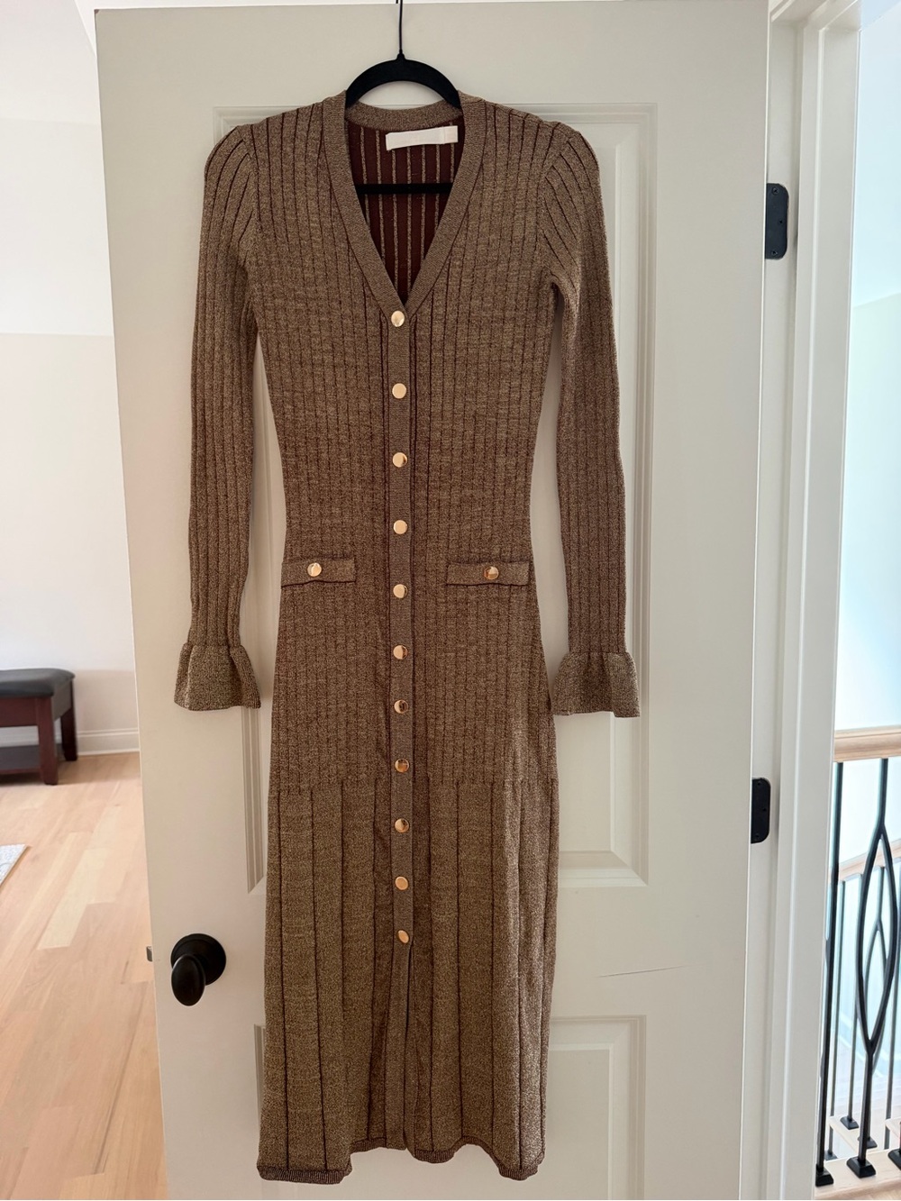 Rachel Parcell Gold Shimmer Button Down Dress XS